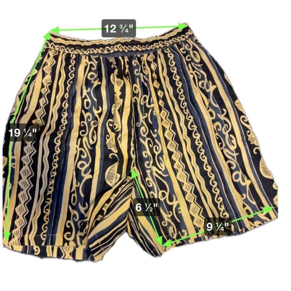 Vintage 80s 90s Hokus Pokus Black and Gold Baroque Pattern Loose Shorts SZ Large - Picture 5 of 5